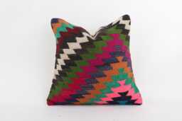 Vintage Kilim Pillow Cover 16'' Bohemian Turkish Rug Throw - thumbnail 1