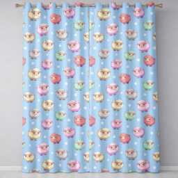 Cute Kawaii Sheep With Starry Sky Background Seamless Pattern Readymade Eyelet Ring Top Thermal 100% Blackout Curtains - thumbnail 2