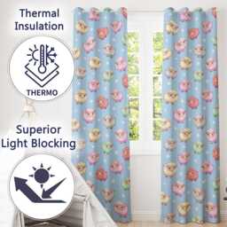 Cute Kawaii Sheep With Starry Sky Background Seamless Pattern Readymade Eyelet Ring Top Thermal 100% Blackout Curtains - thumbnail 3