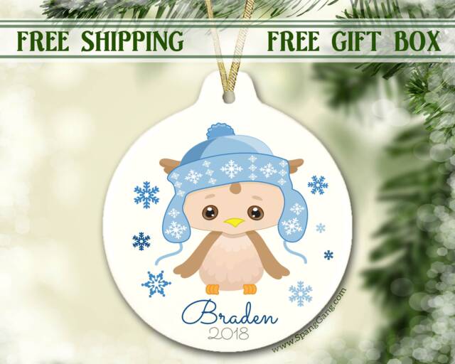 2018 Christmas Ornament For Baby - Personalized Children's Owl - image 1