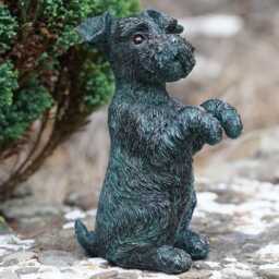 Begging Terrier Resin Puppy Dog Statue Bronze Finish Outdoor Garden Ornament Home Vintage Style Sculpture British Pet Gift - thumbnail 2