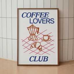 Coffee Lovers Club Print - Wall Art A3 A4 A5 Unframed Kitchen Drink Recipe Pop - thumbnail 3