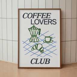 Coffee Lovers Club Print - Wall Art A3 A4 A5 Unframed Kitchen Drink Recipe Pop - thumbnail 2