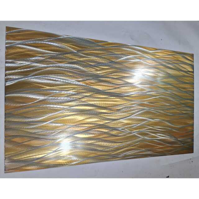 Modern, Abstract, Contemporary Metal Wall Art, Sculpture, 3D Effect, By R Toomer Art. Titled Rapids. Silver Gold - image 1