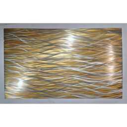 Modern, Abstract, Contemporary Metal Wall Art, Sculpture, 3D Effect, By R Toomer Art. Titled Rapids. Silver Gold - thumbnail 2