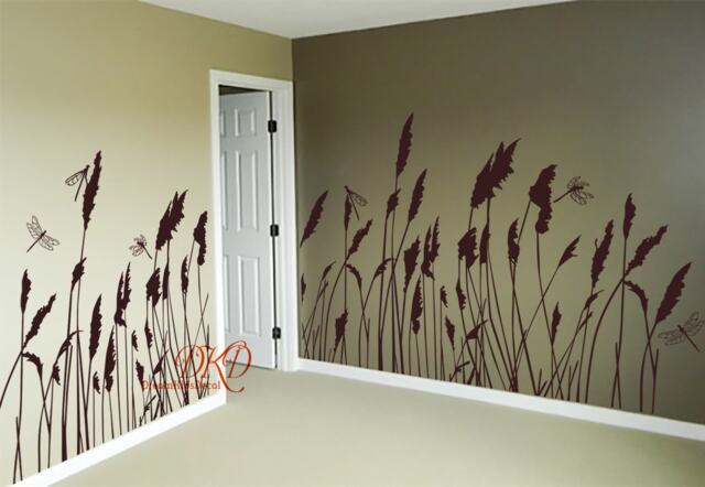 Reed Grass Dragonfly Wall Decal, Nature Nursery Decor, Removable Vinyl Sticker - image 1