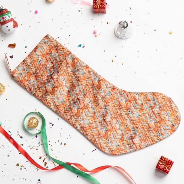 Luxury Mulberry Silk Christmas Stocking, Handpainted Design, Padded, Loop For Hanging, Gift Christmas, Unique Home Decor - image 1