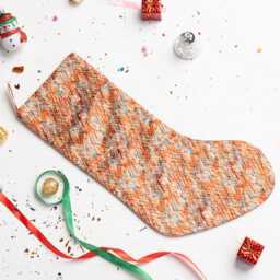 Luxury Mulberry Silk Christmas Stocking, Handpainted Design, Padded, Loop For Hanging, Gift Christmas, Unique Home Decor - thumbnail 1