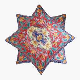 Hand Embroidered Cushion Cover Silk Thread On Cotton Canvas, Kashmiri Aari Embroidery, 40x40 cm 16x16 In, Vintage Style - thumbnail 2