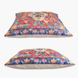Hand Embroidered Cushion Cover Silk Thread On Cotton Canvas, Kashmiri Aari Embroidery, 40x40 cm 16x16 In, Vintage Style - thumbnail 3