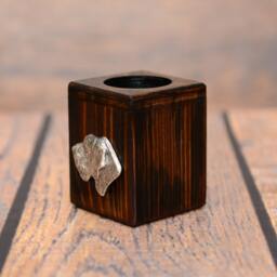 German Wirehaired Pointer - Wooden Candlestick With Dog, Souvenir, Decoration, Limited Edition, Collection - thumbnail 2