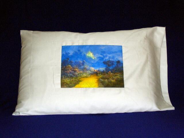 Wizard Of Oz Pillow Case Hand-Printed Emerald City Cotton. 1 Case - image 1