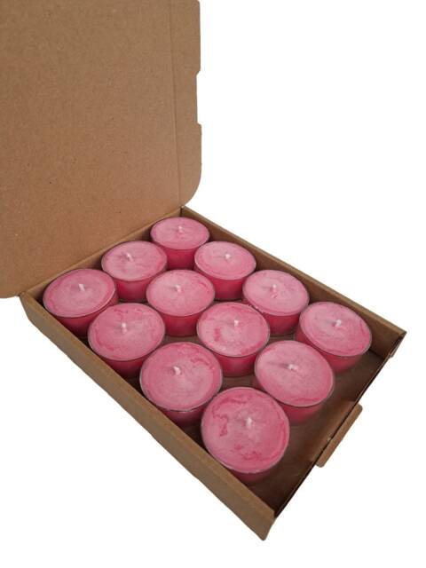 strawberry Scented Tea Light Candles Made With Soy Wax Box Of 12 - image 1