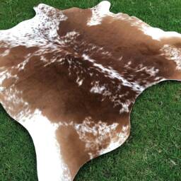 Brown & White Cowhide Rug, Speckled Cow Skin Leather Hide Rug With Real Hair On, Large Small For Living Rooms & Upholstery - thumbnail 3