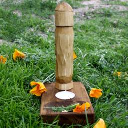 Tyr Statue With Small Altar. Hand Carved Linden Wood Figurine. Vikings God.(7 Inches - thumbnail 3