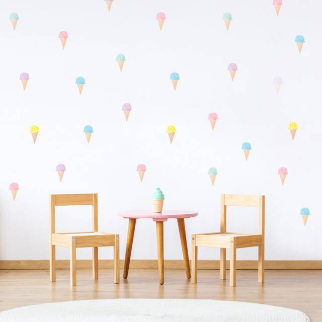 Ice Cream Cones Wall Decals, Plastic-Free Wall Stickers For Kids Rooms - image 1