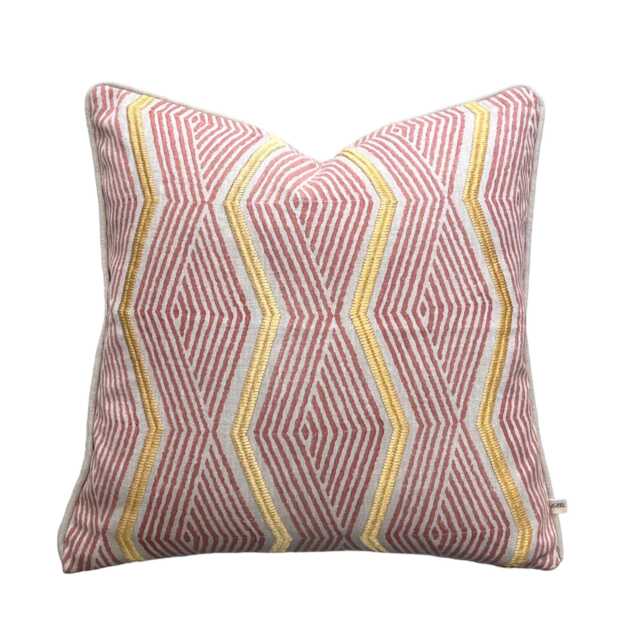 Jane Churchill Zhiri Embroidered Zig Zag Coral Gold Contemporary Cushion Cover - image 1