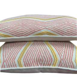 Jane Churchill Zhiri Embroidered Zig Zag Coral Gold Contemporary Cushion Cover - thumbnail 3
