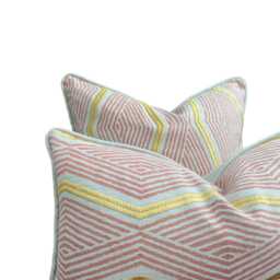 Jane Churchill Zhiri Embroidered Zig Zag Coral Gold Contemporary Cushion Cover - thumbnail 2