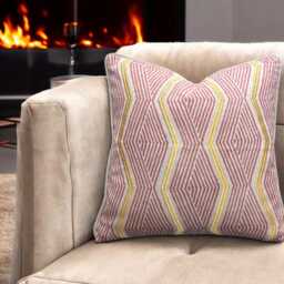 Jane Churchill Zhiri Embroidered Zig Zag Coral Gold Contemporary Cushion Cover - thumbnail 4