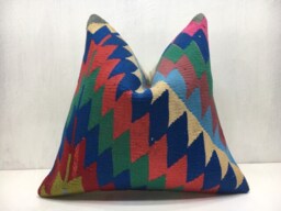 Vintage Kilim Pillow Cover, Handwoven Bohemian Accent - 16x16 - thumbnail 1