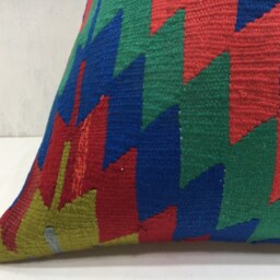 Vintage Kilim Pillow Cover, Handwoven Bohemian Accent - 16x16 - thumbnail 3