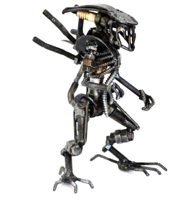 Scrap Metal Alien Sculpture, Handmade Recycled Art, 6Th Anniversary Gift For Husband - image 1