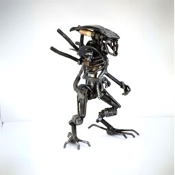 Scrap Metal Alien Sculpture, Handmade Recycled Art, 6Th Anniversary Gift For Husband - thumbnail 2
