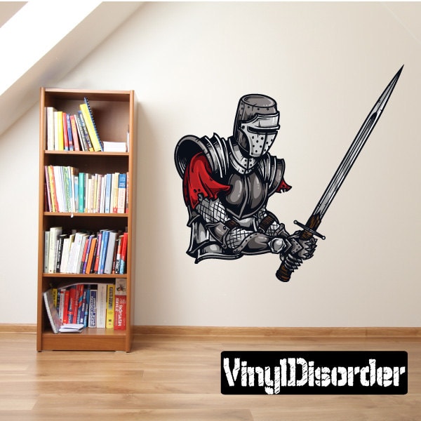 Medieval Knight Wall Decal - Fabric Vinyl Removable & Reusable Medievalknightuscolor002Et