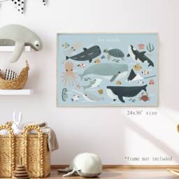 Sea Animals Print, Under The Ocean Nautical Nursery Scandi Decor, Educational Poster, Playroom Prints, Kids Wall Art - thumbnail 3