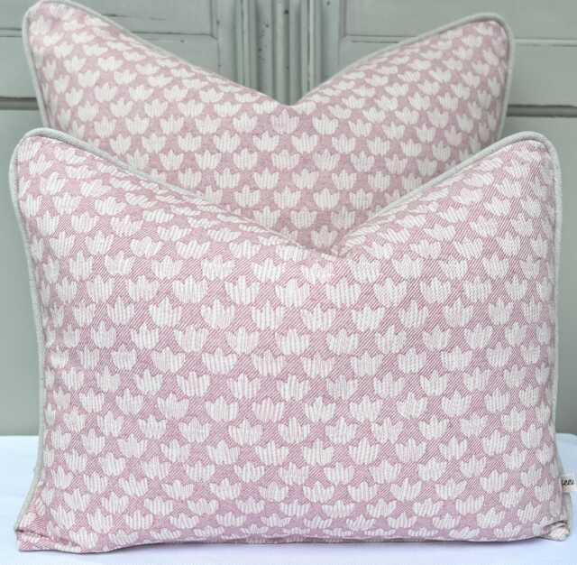 Cushions Made in Fermoie Eythorne Luxury Pink Cotton Cushion Pillow Cover - image 1