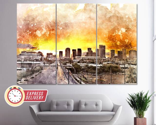 Phoenix Skyline, Wall Art, Canvas Print, Poster, Photo, Arizona Art - image 1