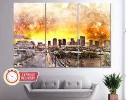 Phoenix Skyline, Wall Art, Canvas Print, Poster, Photo, Arizona Art - thumbnail 1