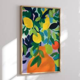 Lemon Tree Painting, Abstract Poster Inspired By Henri Matisse, Unique Home Decor Art Print - thumbnail 1