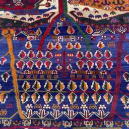 4x6.4 Ft, Handmade Pictorial Afghanistan Wool Weaved Wall Hanging Decor Blue Rug, Any Room Rug - thumbnail 2