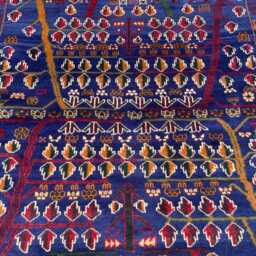 4x6.4 Ft, Handmade Pictorial Afghanistan Wool Weaved Wall Hanging Decor Blue Rug, Any Room Rug - thumbnail 3