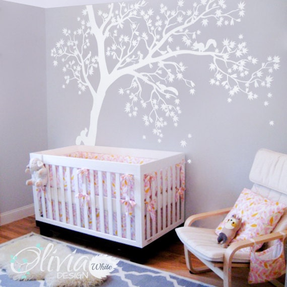Large White Tree Decal Huge Tree Wall Wall Art Tattoo Mural Stickers Decals Decor - Nt016_B R - image 1