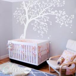 Large White Tree Decal Huge Tree Wall Wall Art Tattoo Mural Stickers Decals Decor - Nt016_B R - thumbnail 1
