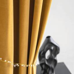 64 Colors, 928-68, A Pair Of Mustard Velvet Curtains , Living Room Curtains, Velvet Drapery Panels, Bedroom Custom Made - thumbnail 2