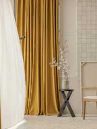 64 Colors, 928-68, A Pair Of Mustard Velvet Curtains , Living Room Curtains, Velvet Drapery Panels, Bedroom Custom Made