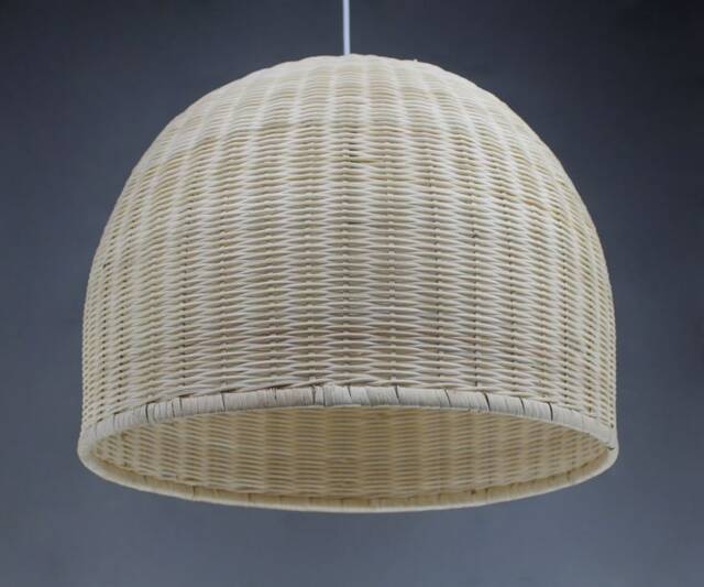 Handwoven Rattan Pendant Light, Basket Lamp, Dome Ceiling Lighting Fixture - image 1