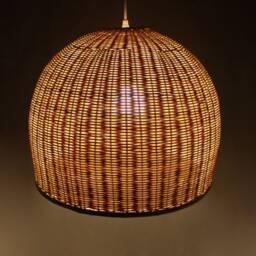 Handwoven Rattan Pendant Light, Basket Lamp, Dome Ceiling Lighting Fixture - thumbnail 3