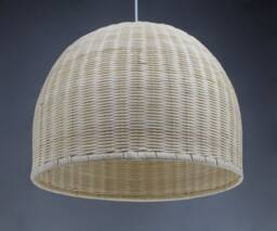 Handwoven Rattan Pendant Light, Basket Lamp, Dome Ceiling Lighting Fixture - thumbnail 1