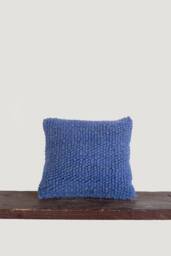 Handwoven Blue Wool Pillow Cover Linen Cushion, 18 - thumbnail 1