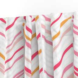 Chevron Curtain Panel - Geometric Zig Zag Pink Orange White Abstract Mod Arrow Shape Custom Herringbone in By Friztin - thumbnail 3