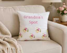 Grandma's Spot Pocket Cushion~Gift For Nanny~Floral Throw Pillow~Gifts Her~Gifts Under 15~Grandparents Christmas Present~Grandma Gift - thumbnail 1