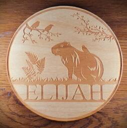 Personalised Wood Bedroom Door Sign With Capybara Design - thumbnail 1