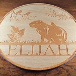 Personalised Wood Bedroom Door Sign With Capybara Design - thumbnail 3