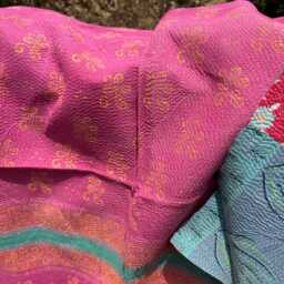 Authentic Vintage Kantha Quilt - Soft Pink Indian Patchwork Throw Sustainable Bedding - thumbnail 3