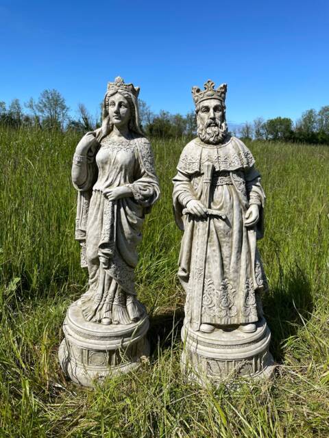 King Arthur Queen Guinevere Stone Statue - Large Mythical Outdoor Decoration Garden Ornament - image 1